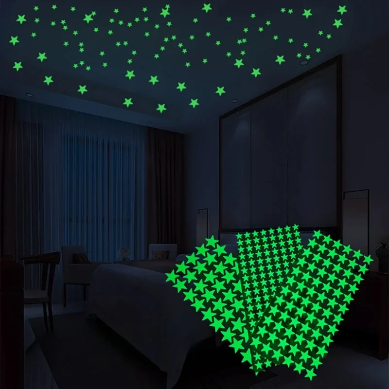 Glow In Dark Stars - Leuchtende Wandaufkleber für Kinderzimmer, Punktsterne, Decke