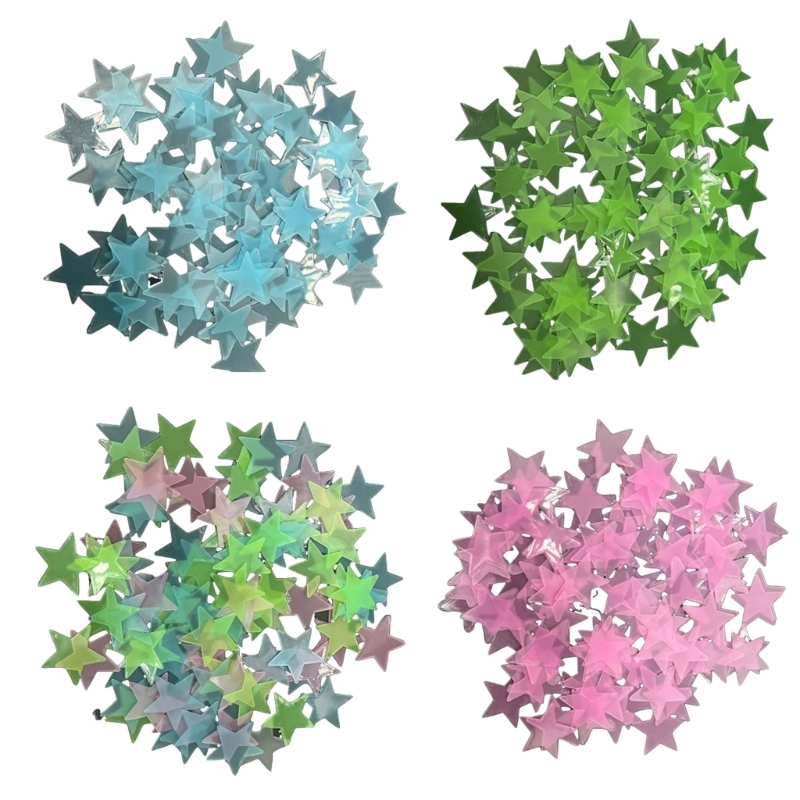Glow In Dark Stars - Packung mit 100 leuchtenden 3D-Stern-Aufklebern für