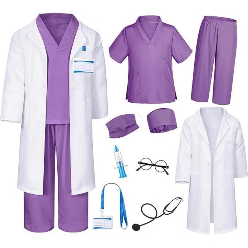 Kids Toys Doctor Set - Kinder-Doktor-Rollenspielset Weißer Kittel Stethoskop Spielzeugtasche Cosplay-Kostüm