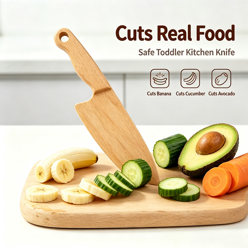 Dinosaur Figurine Set - Kindermesser aus Holz zum Kochen, niedlicher