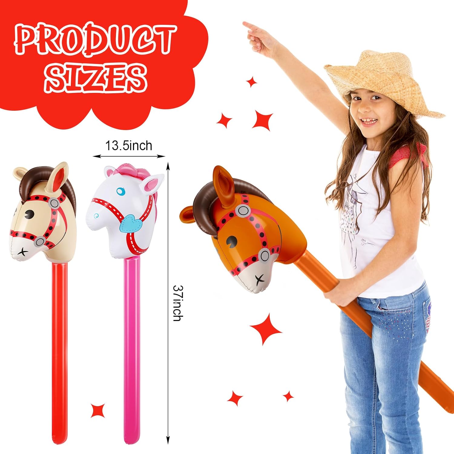Kids Toys Horse - Aufblasbares Steckenpferd-Spielzeug für Kinder, Cowboy-Party-Geschenke, Geburtstagsgeschenk,