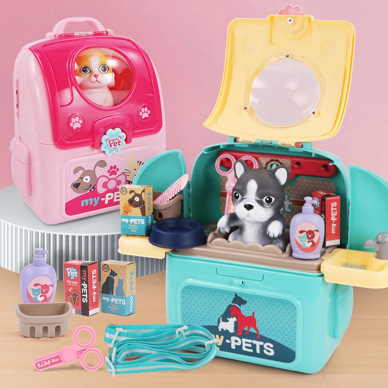 Kids Toys Doctor Set - Tierpflege-Spielset, Hundepflegeset mit Rucksack, Arzt-Set, Tierarzt-Set,