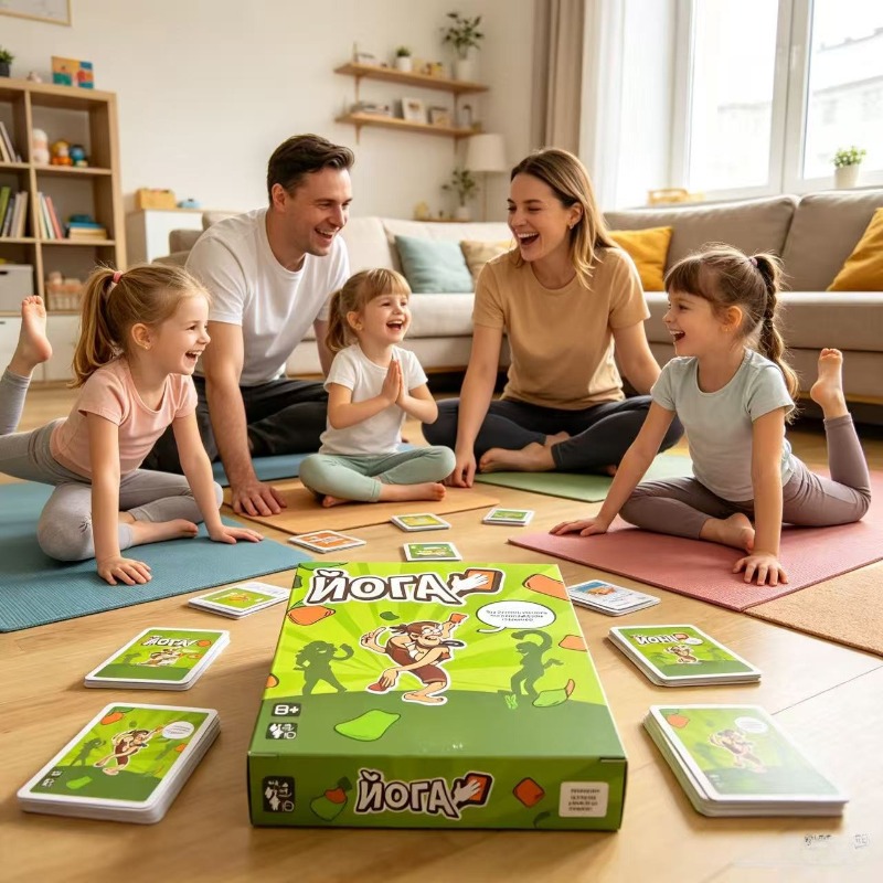 Kids Yoga Toys - Yoga-Kartenspiel, lustiges Familien-Party-Brettspiel, interaktives Tischspiel für