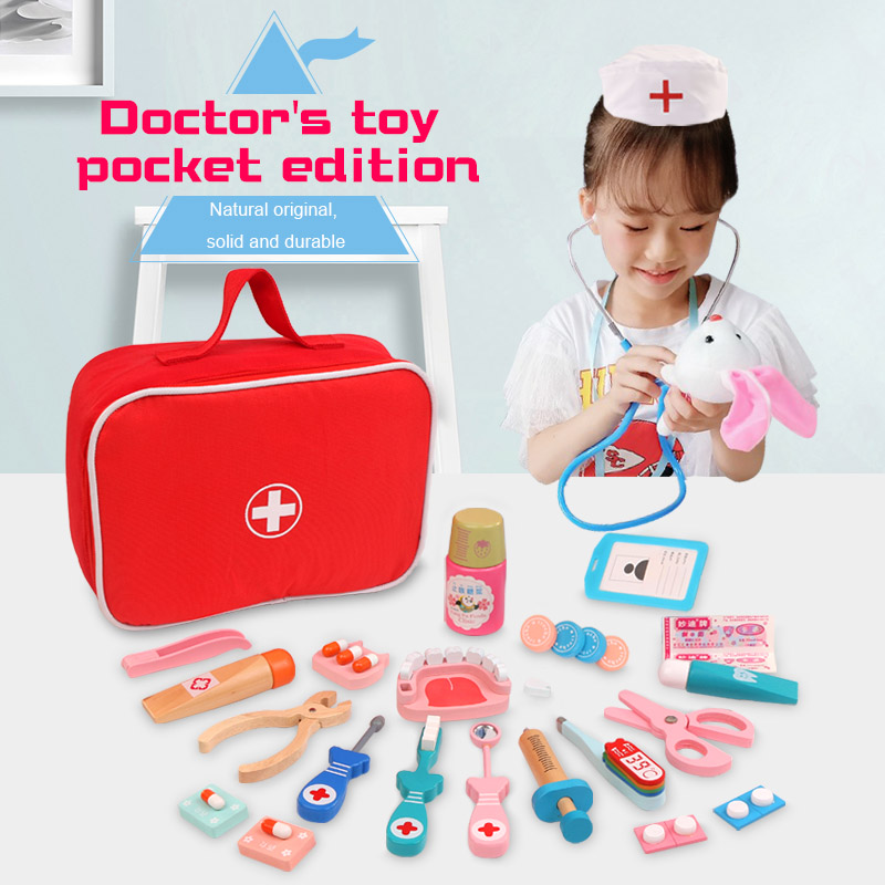 Kids Toys Doctor Set - Rollenspiel-Doktorspielzeug aus Holz, Simulations-Zahnarzt-Set mit Zahnputz-