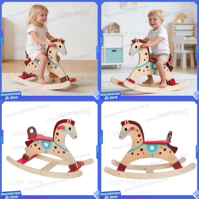 Kids Toys Horse - Buntes Holz-Schaukelpferd für Kinder Robustes Balanciertes