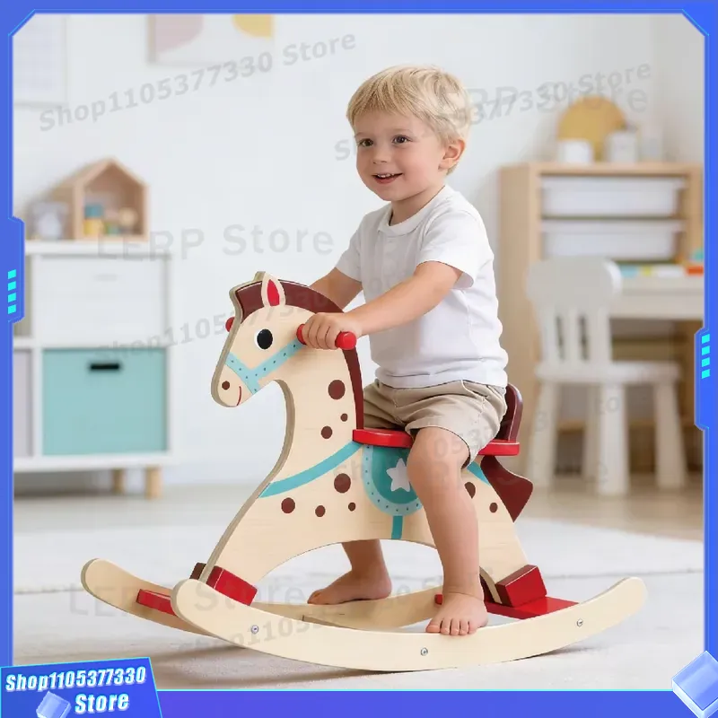 Buntes Holz-Schaukelpferd für  – Kids Toys Horse Bewertung und Preis